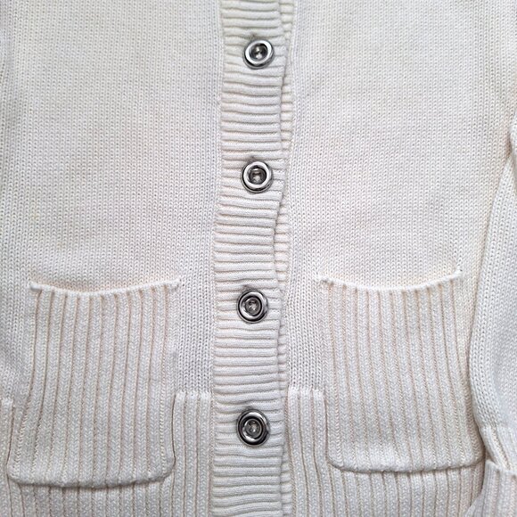 Banana Republic 100% Cotton Cream Cardigan with Pockets - Picture 4 of 8